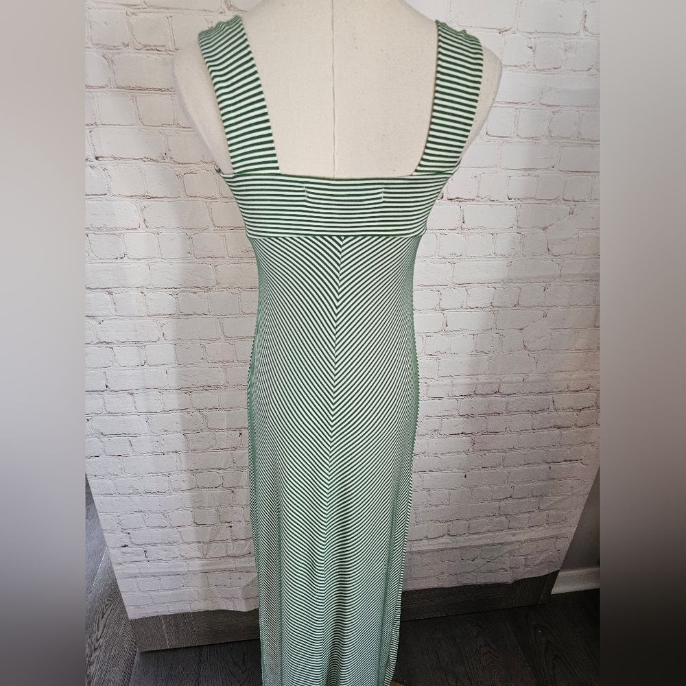 Max Studio Micro Striped Maxi Dress | Green & White | XS | EUC - Picture 7 of 10